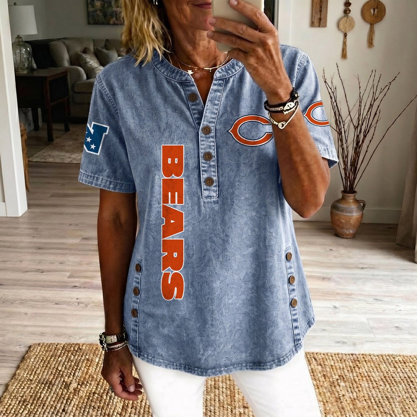 CHI x NFL Womenƒ??s Denim Casual Tops DATND LBN 190526