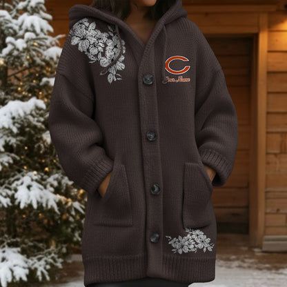 CHI x NFL Women's Casual Knitted Hooded Cardigan DATND TANTD 211125