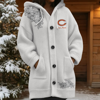 CHI x NFL Women's Casual Knitted Hooded Cardigan DATND TANTD 211125