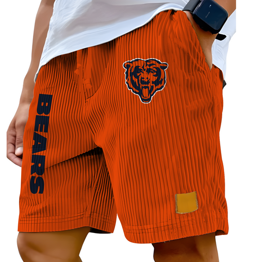 CHI x NFL Vintage Embroidered Logo Corduroy Stylish Lace-up Casual Shorts DATND TANTD 220526