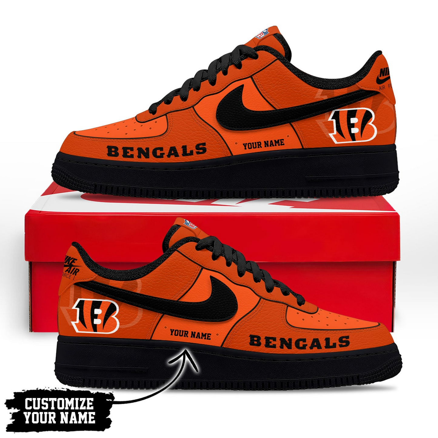 CIN Premium NFL Custom AF1 Shoes DDT CTND
