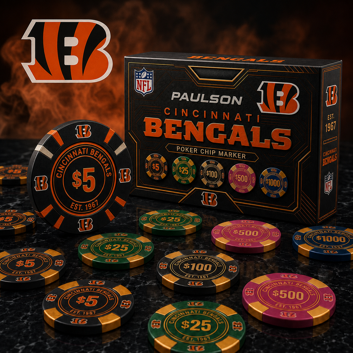 CIN X NFL Personalized Premium Poker Chip Gift