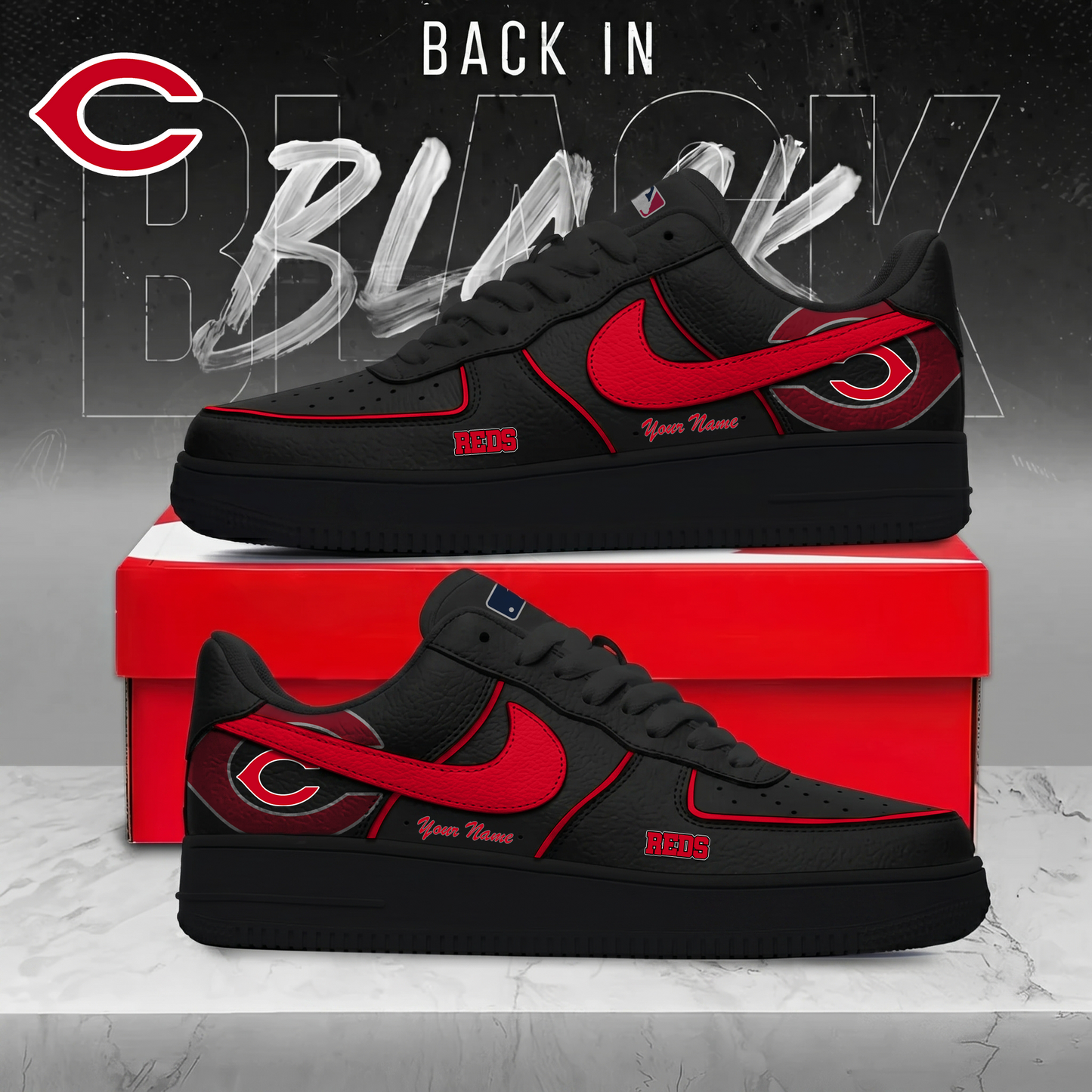 CIN x MLB Back In Black AF1 Sneakers 270626