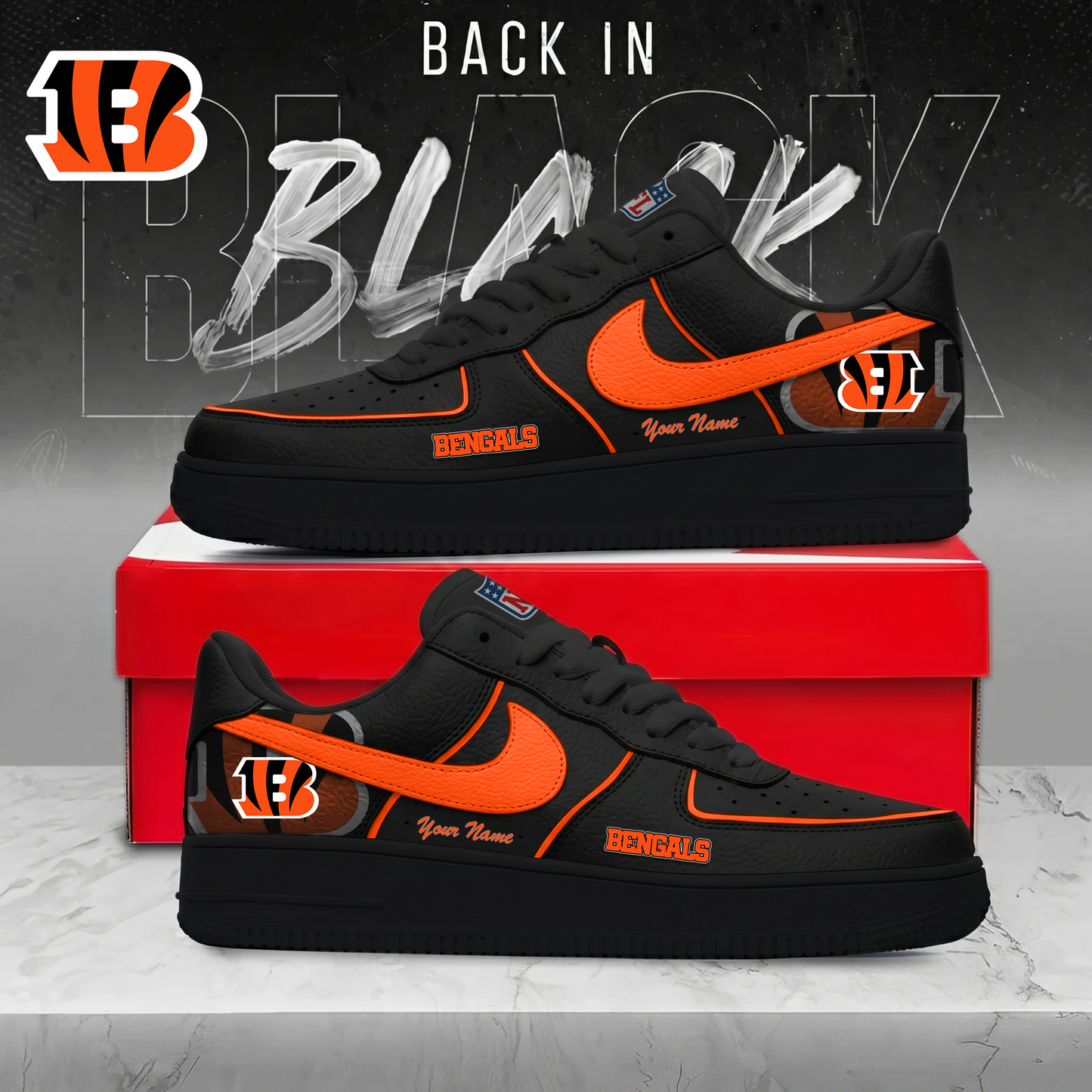 CIN x NFL Back In Black AF1 Sneakers 250626