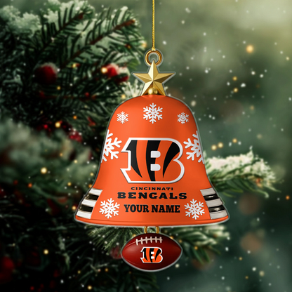 CIN x NFL Christmas Bell Ornament Custom Any Name DatND DVT