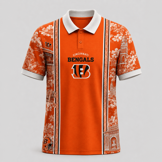 CIN x NFL Heritage Cityscape Polo Shirt for Loyal Fans
