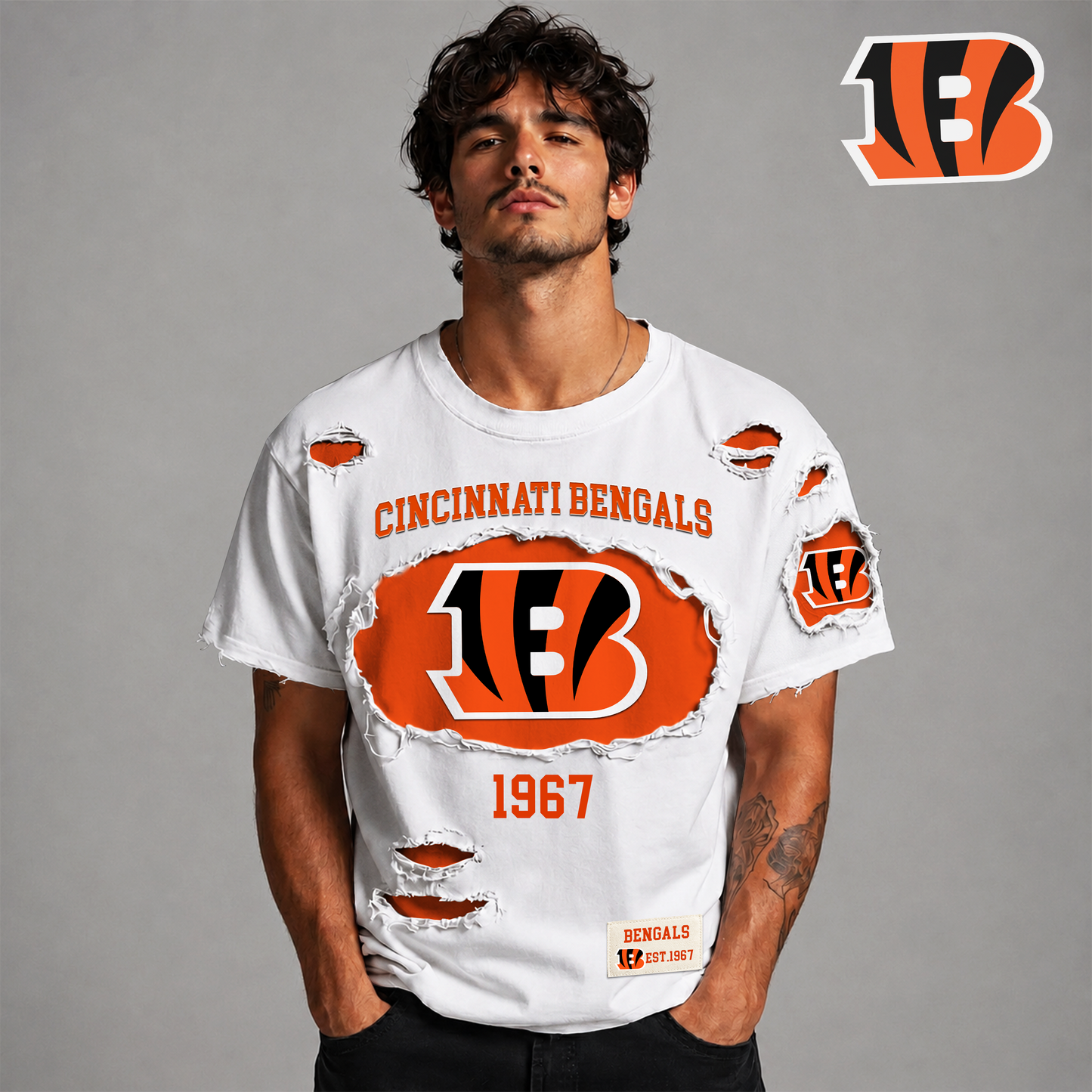 CIN  x NFL LUXURY CREW-Neck T-Shirt FOR SUMMER HOLIDAY  180626
