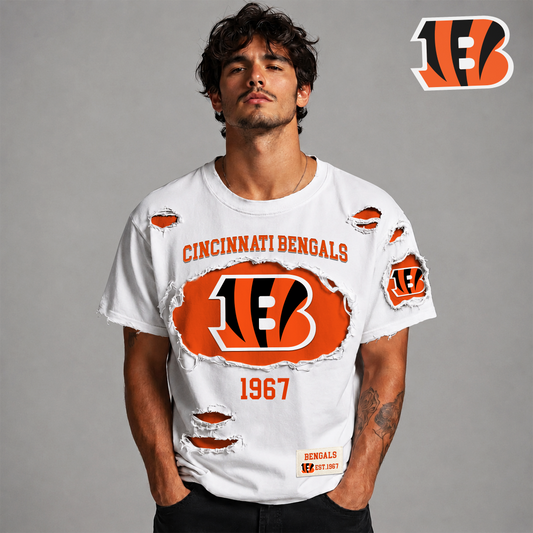 CIN  x NFL LUXURY CREW-Neck T-Shirt FOR SUMMER HOLIDAY  180626