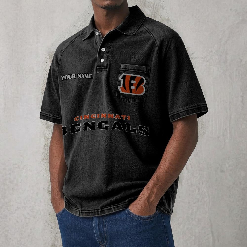 CIN x NFL Men's Distressed Turn-Down Collar Polo DATND TANTD 250526