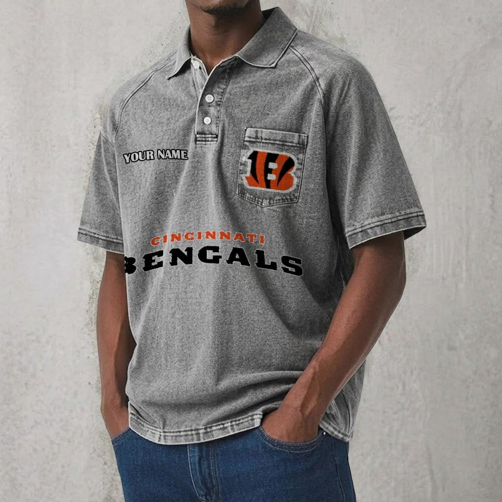 CIN x NFL Men's Distressed Turn-Down Collar Polo DATND TANTD 250526