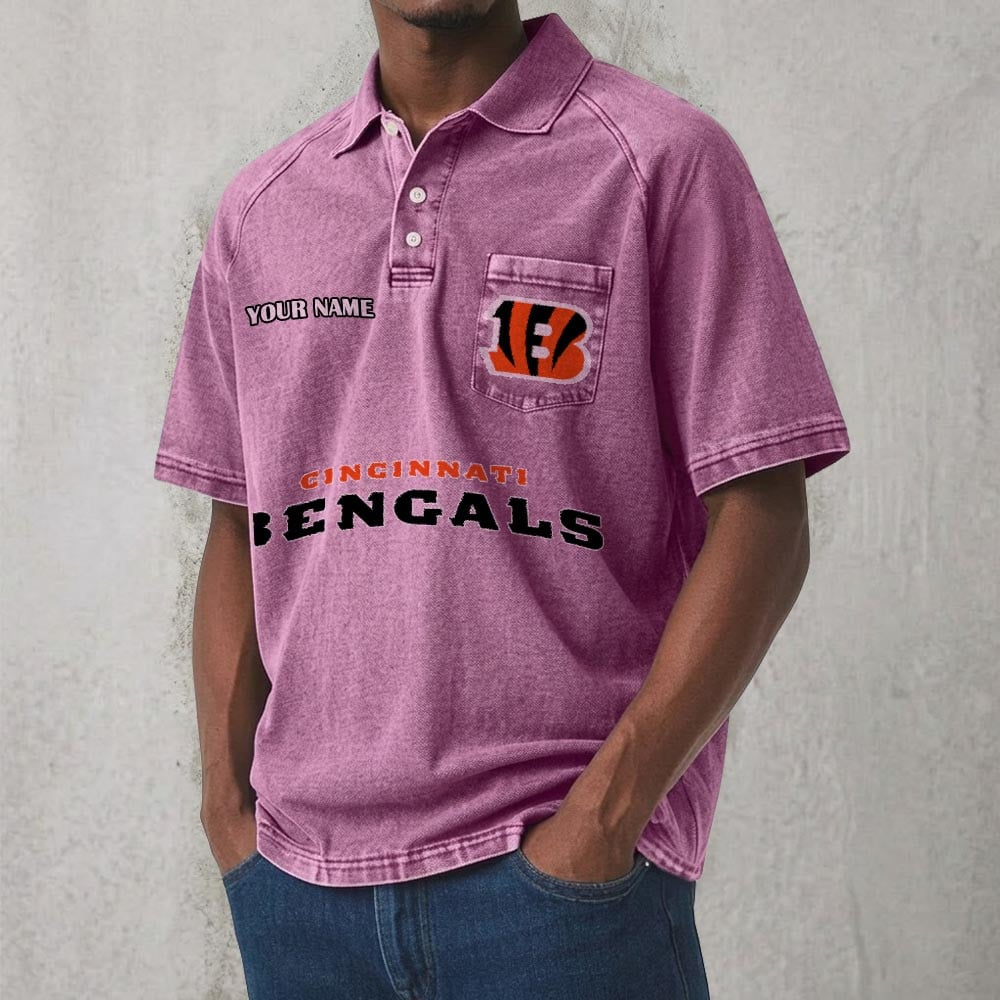 CIN x NFL Men's Distressed Turn-Down Collar Polo DATND TANTD 250526