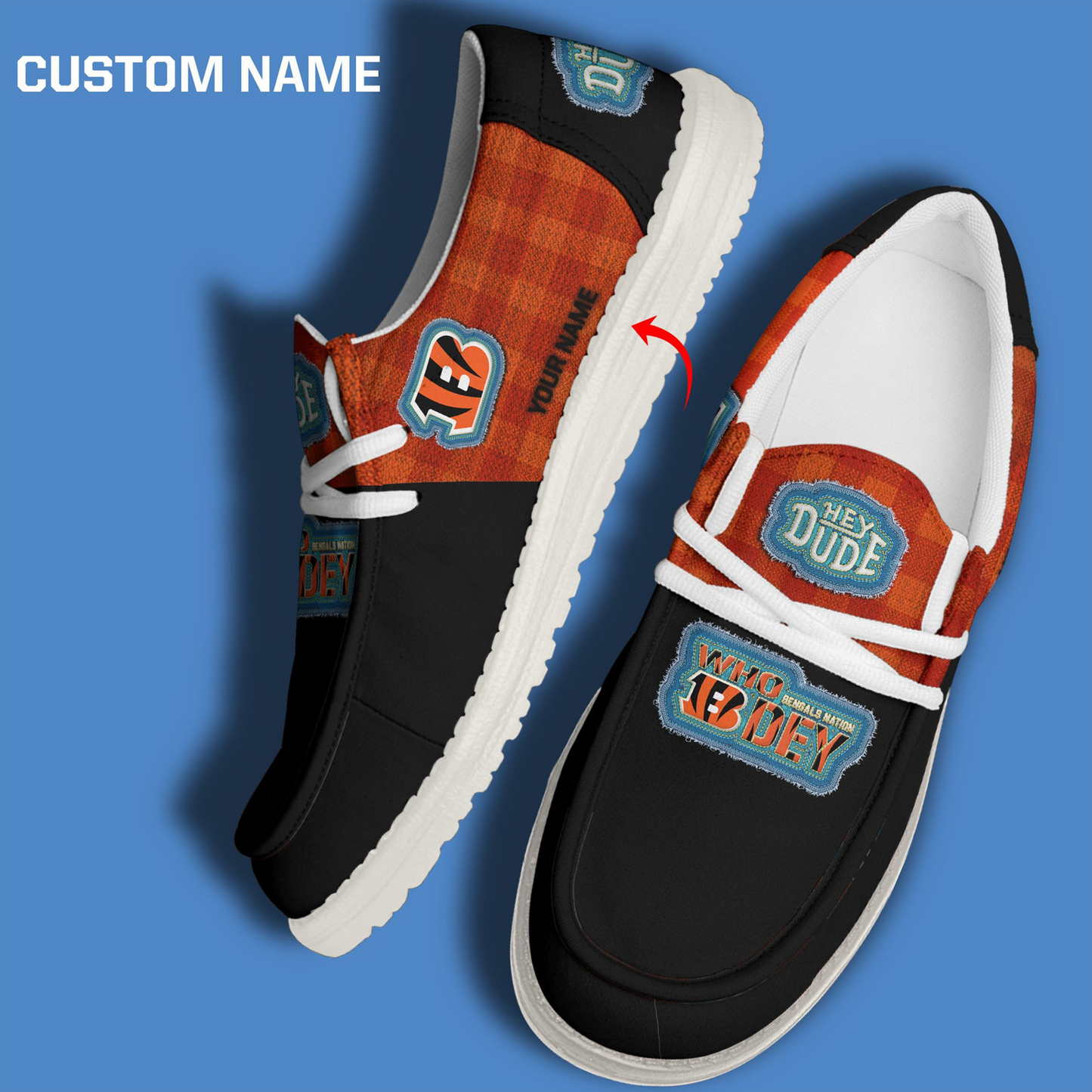 CIN x NFL Premium Hey Dude Shoes DATND TANTD