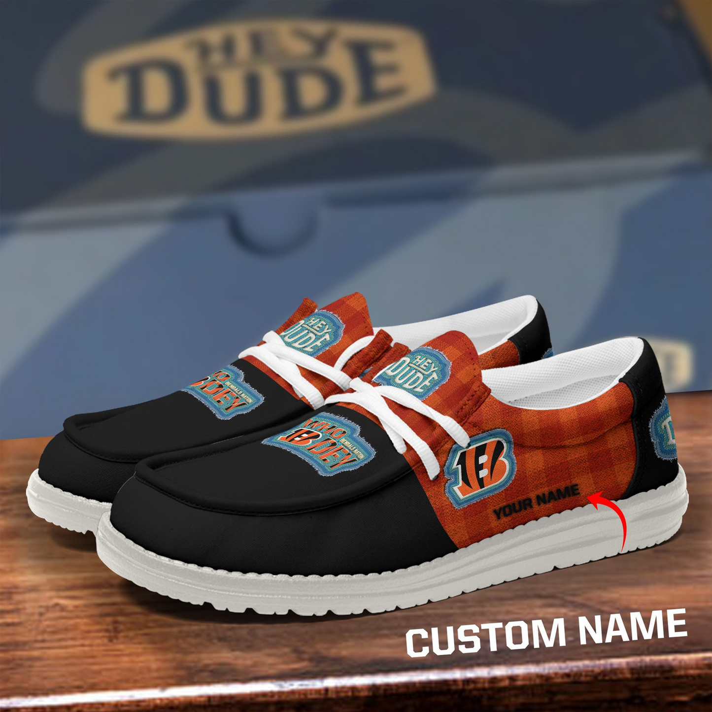CIN x NFL Premium Hey Dude Shoes DATND TANTD