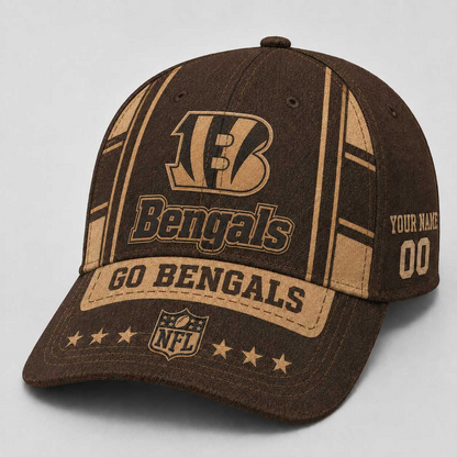 CIN x NFL Premium Vintage Leather Personalized Cap for Loyal Fans
