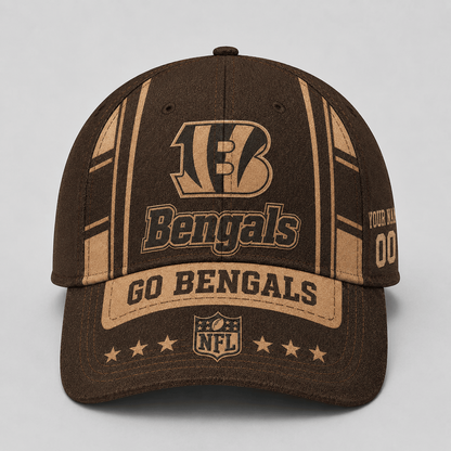 CIN x NFL Premium Vintage Leather Personalized Cap for Loyal Fans