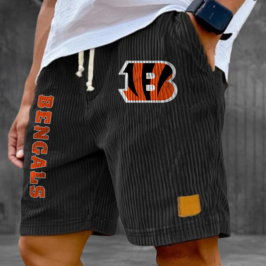 CIN x NFL Vintage Embroidered Logo Corduroy Stylish Lace-up Casual Shorts DATND TANTD 220526