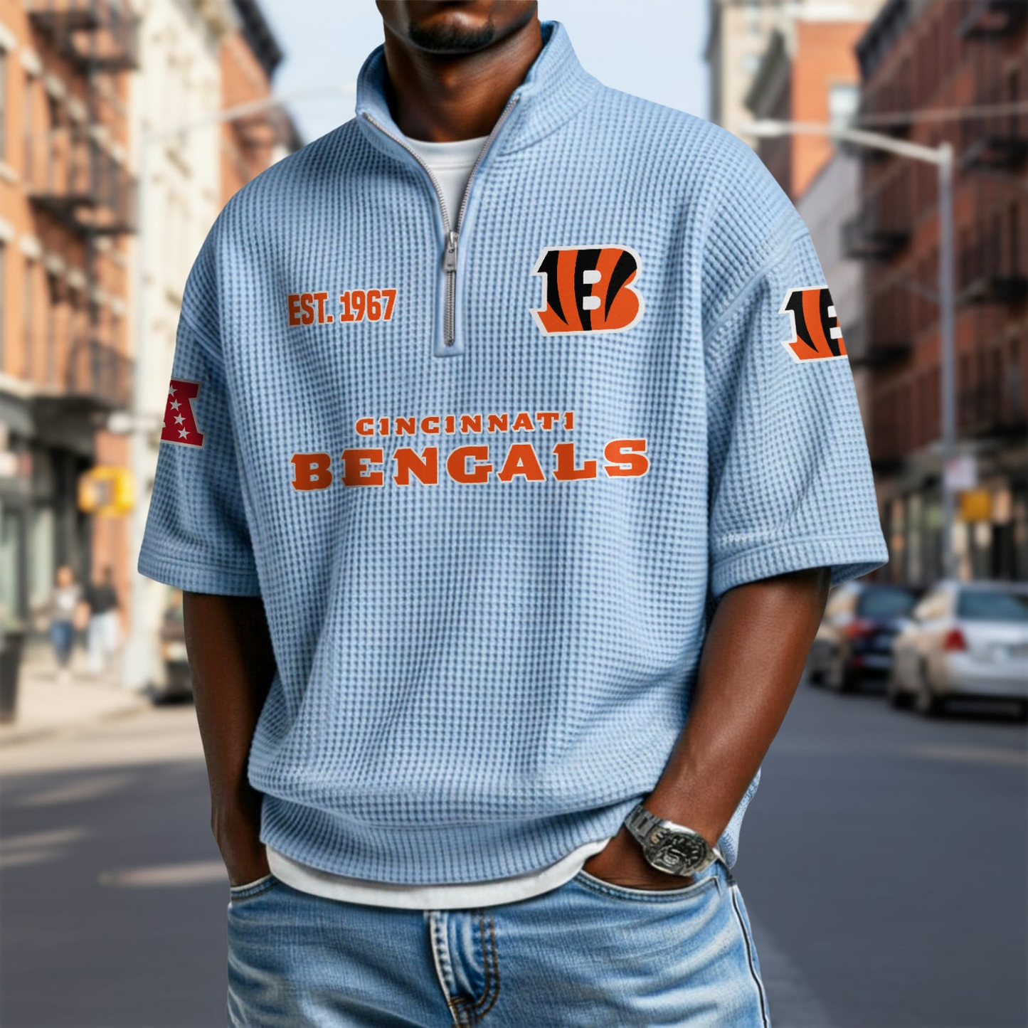 CIN x NFL Waffle Short Sleeve Polo Shirt DatND DVT