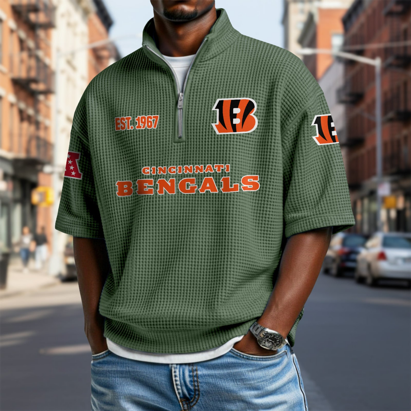 CIN x NFL Waffle Short Sleeve Polo Shirt DatND DVT