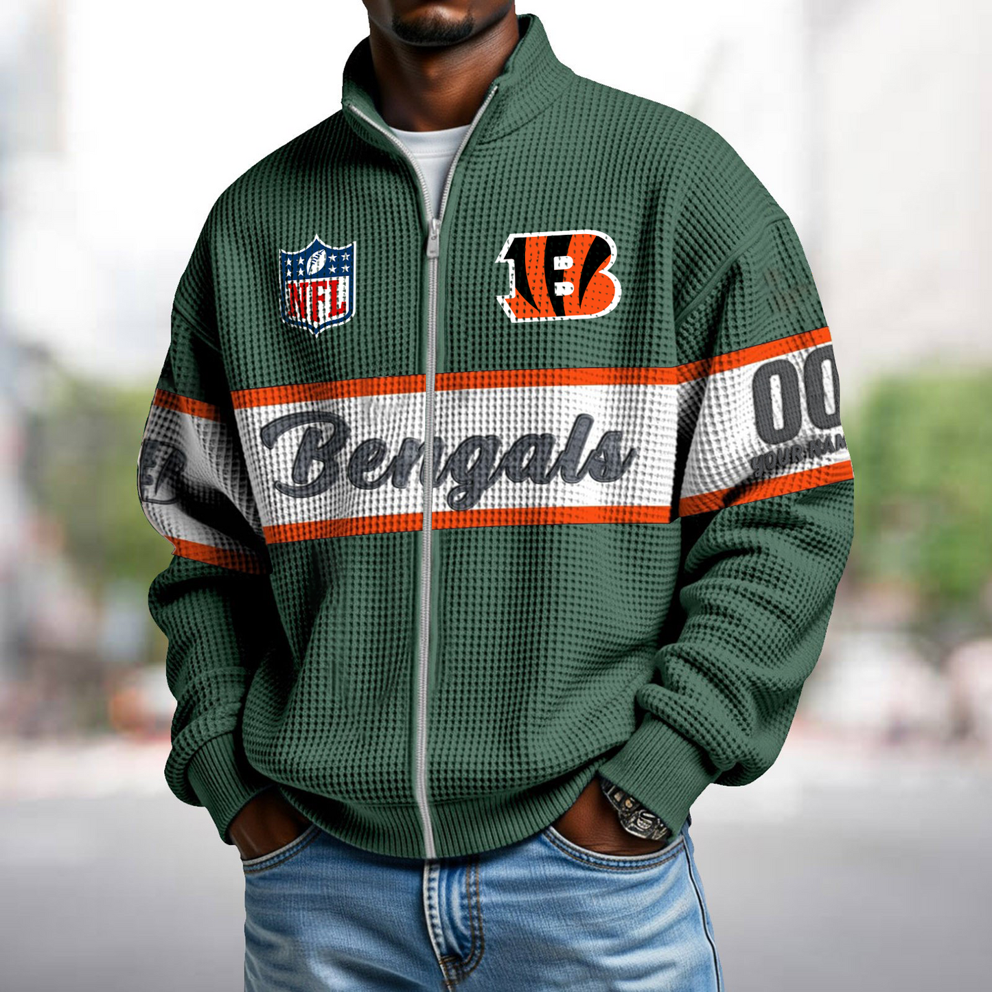 CIN x NFL Waffle Zip-Up Sweatshirt DATND TANTD
