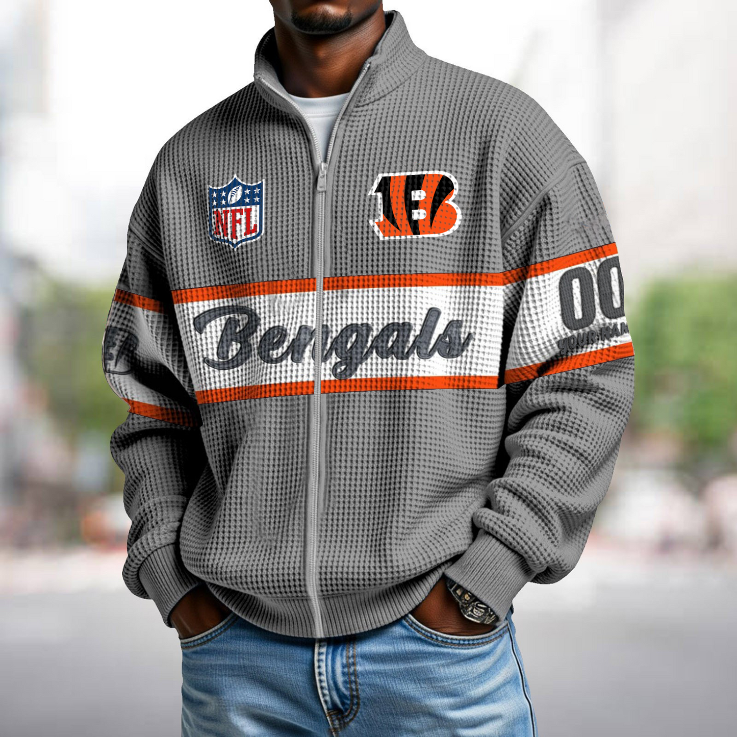 CIN x NFL Waffle Zip-Up Sweatshirt DATND TANTD