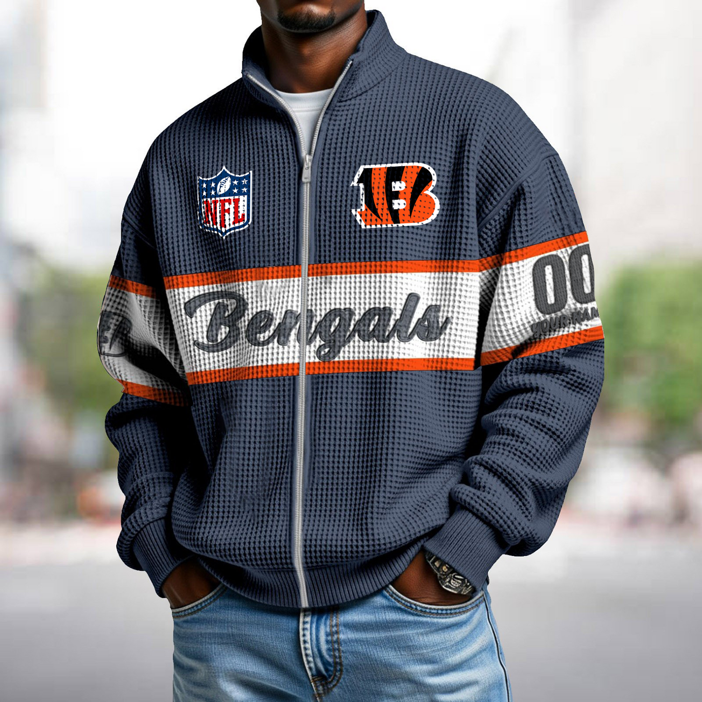 CIN x NFL Waffle Zip-Up Sweatshirt DATND TANTD