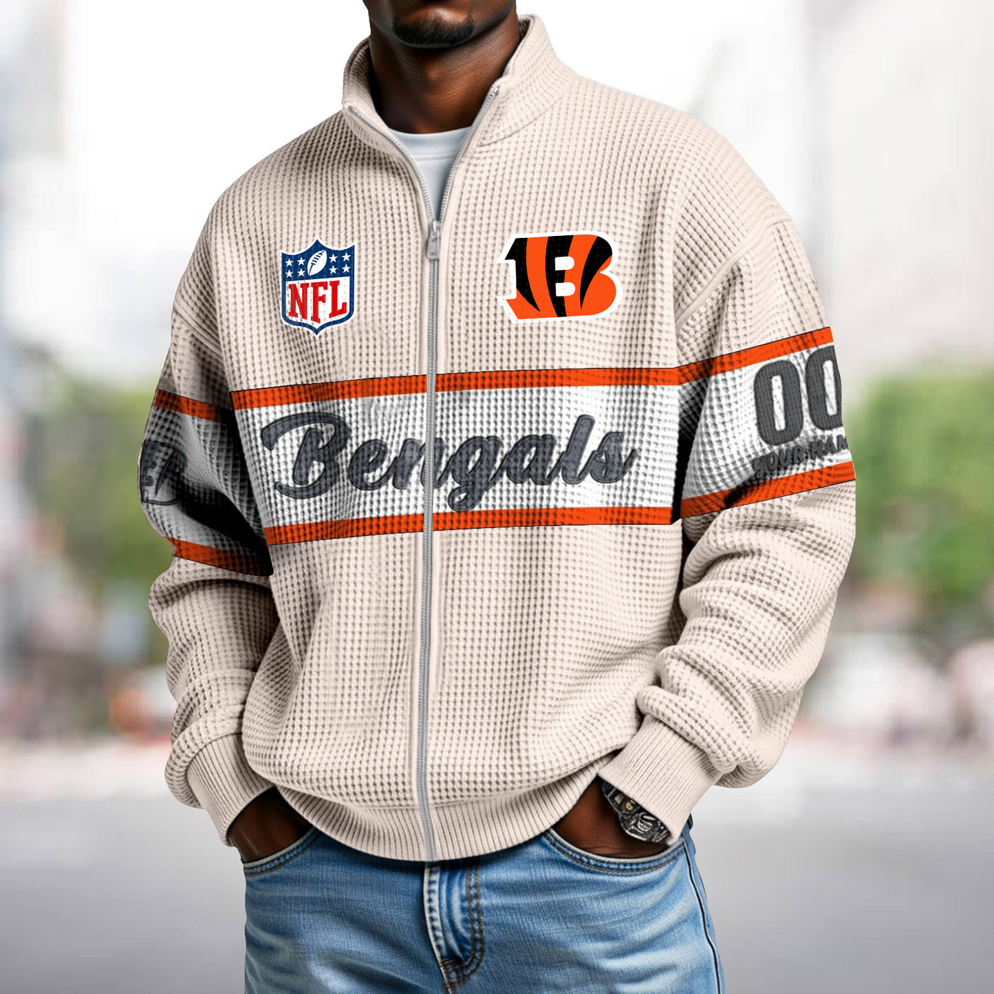 CIN x NFL Waffle Zip-Up Sweatshirt DATND TANTD