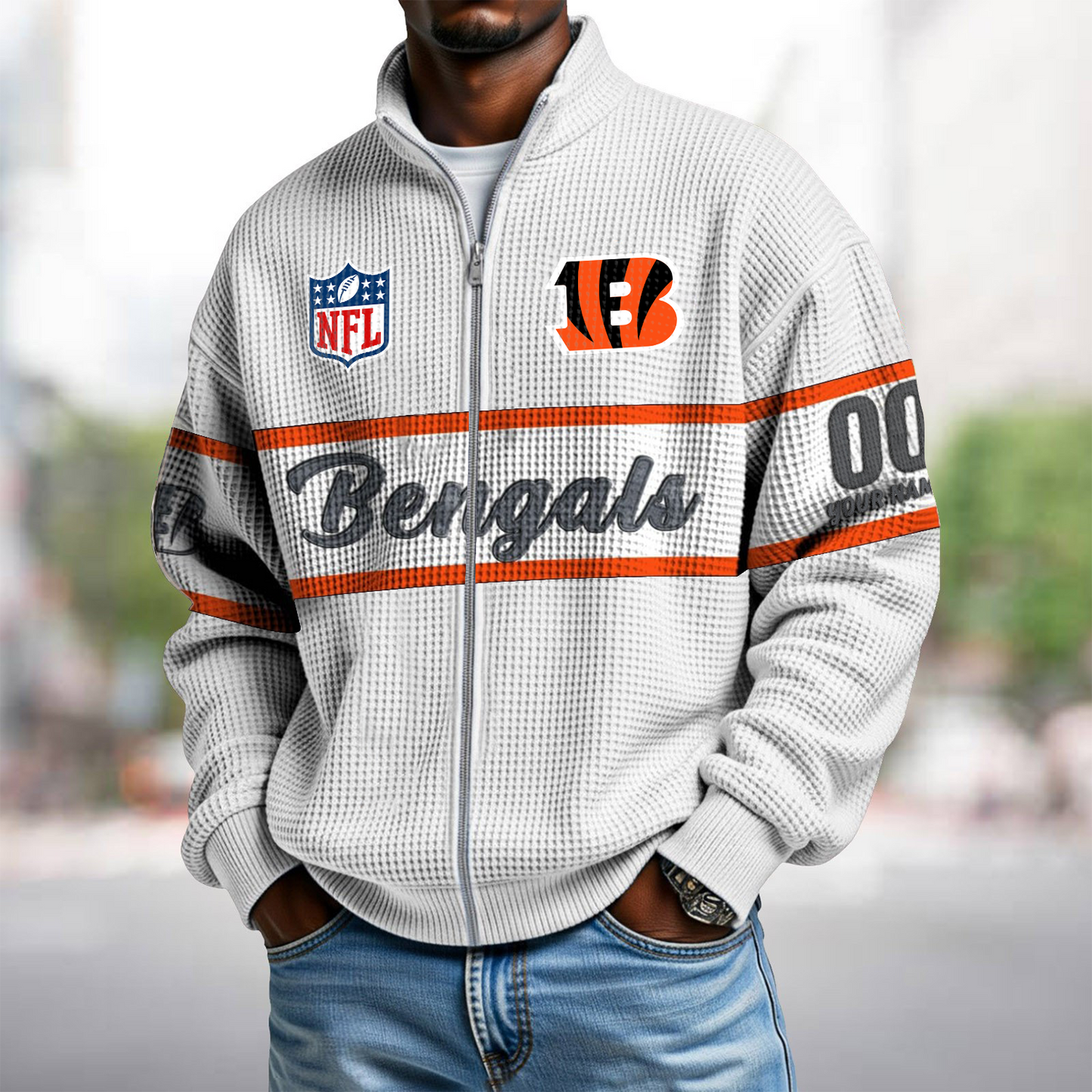 CIN x NFL Waffle Zip-Up Sweatshirt DATND TANTD