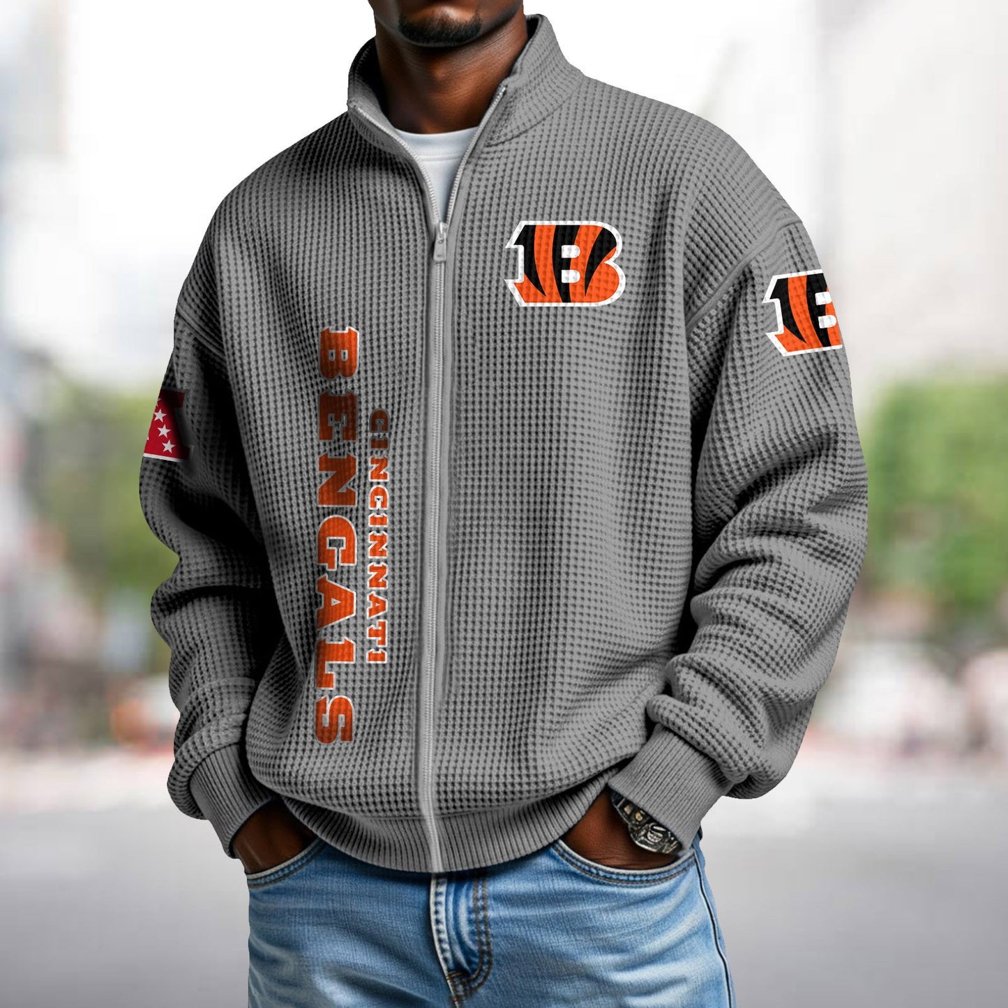 CIN x NFL Waffle Zip-Up Sweatshirt DATND TANTD