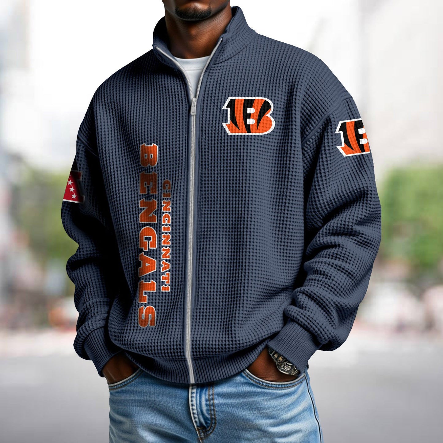 CIN x NFL Waffle Zip-Up Sweatshirt DATND TANTD