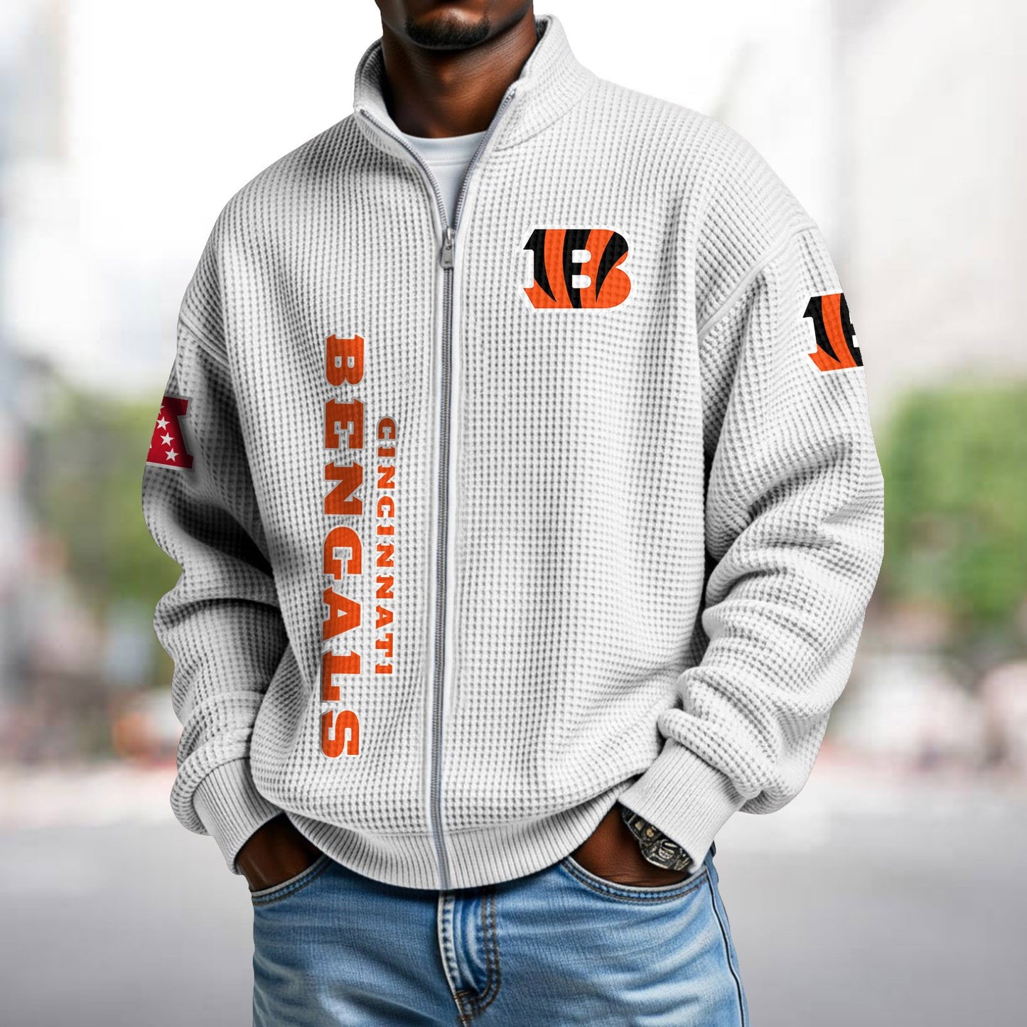 CIN x NFL Waffle Zip-Up Sweatshirt DATND TANTD