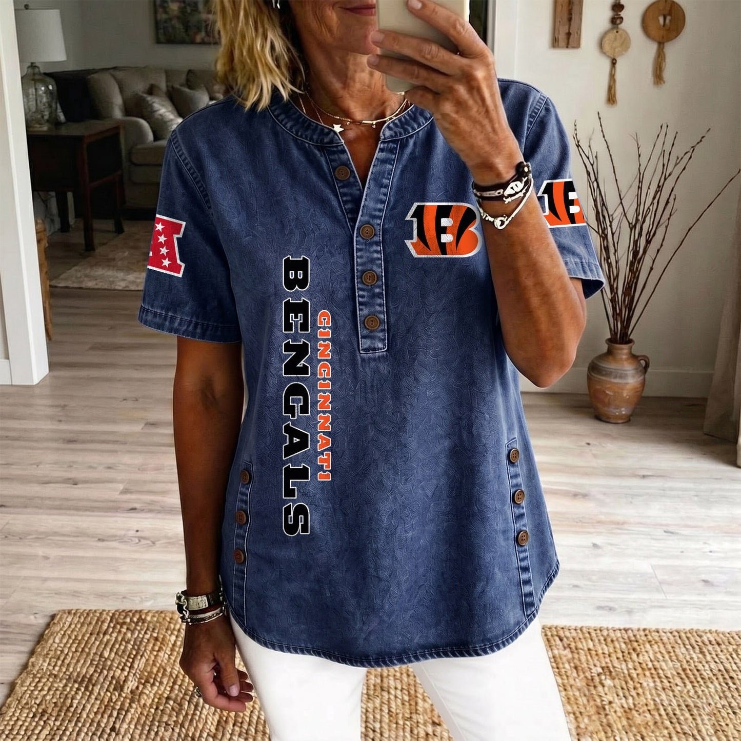 CIN x NFL Womenƒ??s Denim Casual Tops DATND LBN 190526