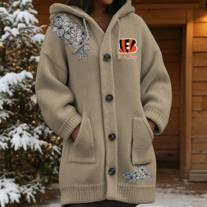CIN x NFL Women's Casual Knitted Hooded Cardigan DATND TANTD 211125