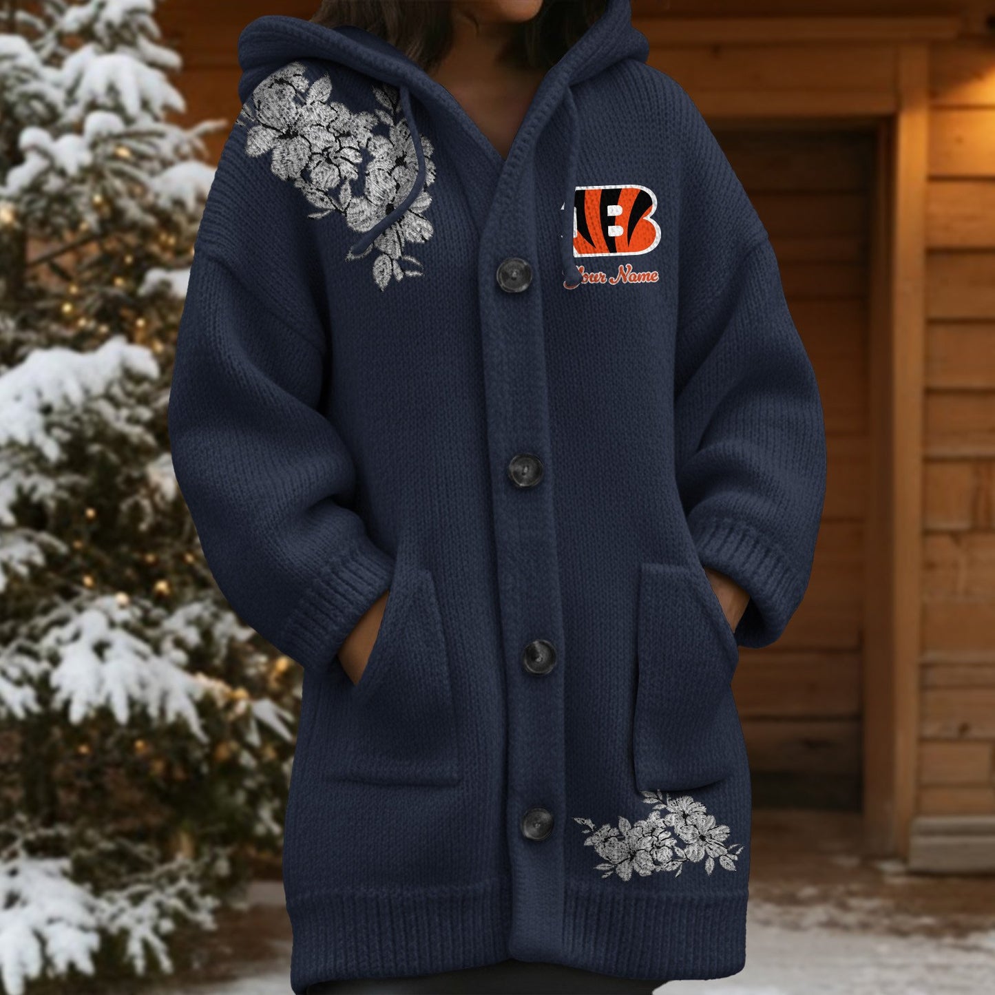 CIN x NFL Women's Casual Knitted Hooded Cardigan DATND TANTD 211125