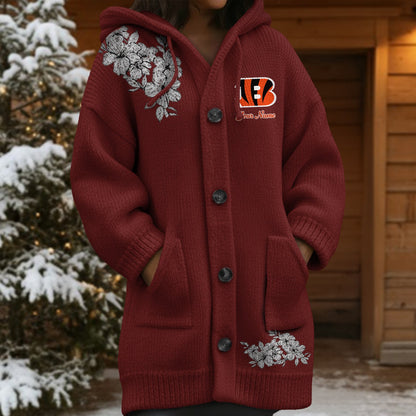CIN x NFL Women's Casual Knitted Hooded Cardigan DATND TANTD 211125
