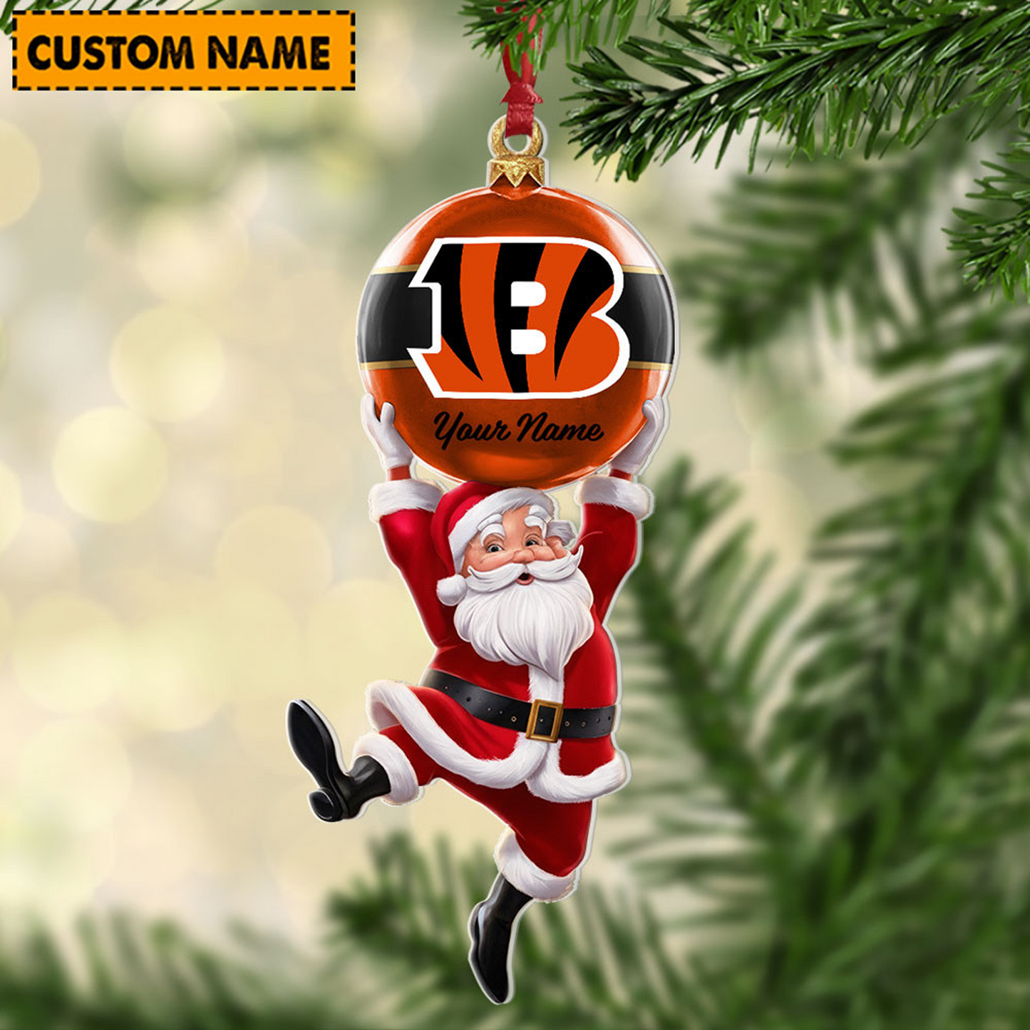 CIN x Personalized NFL Acrylic Ornament Christmas DATND TANTD
