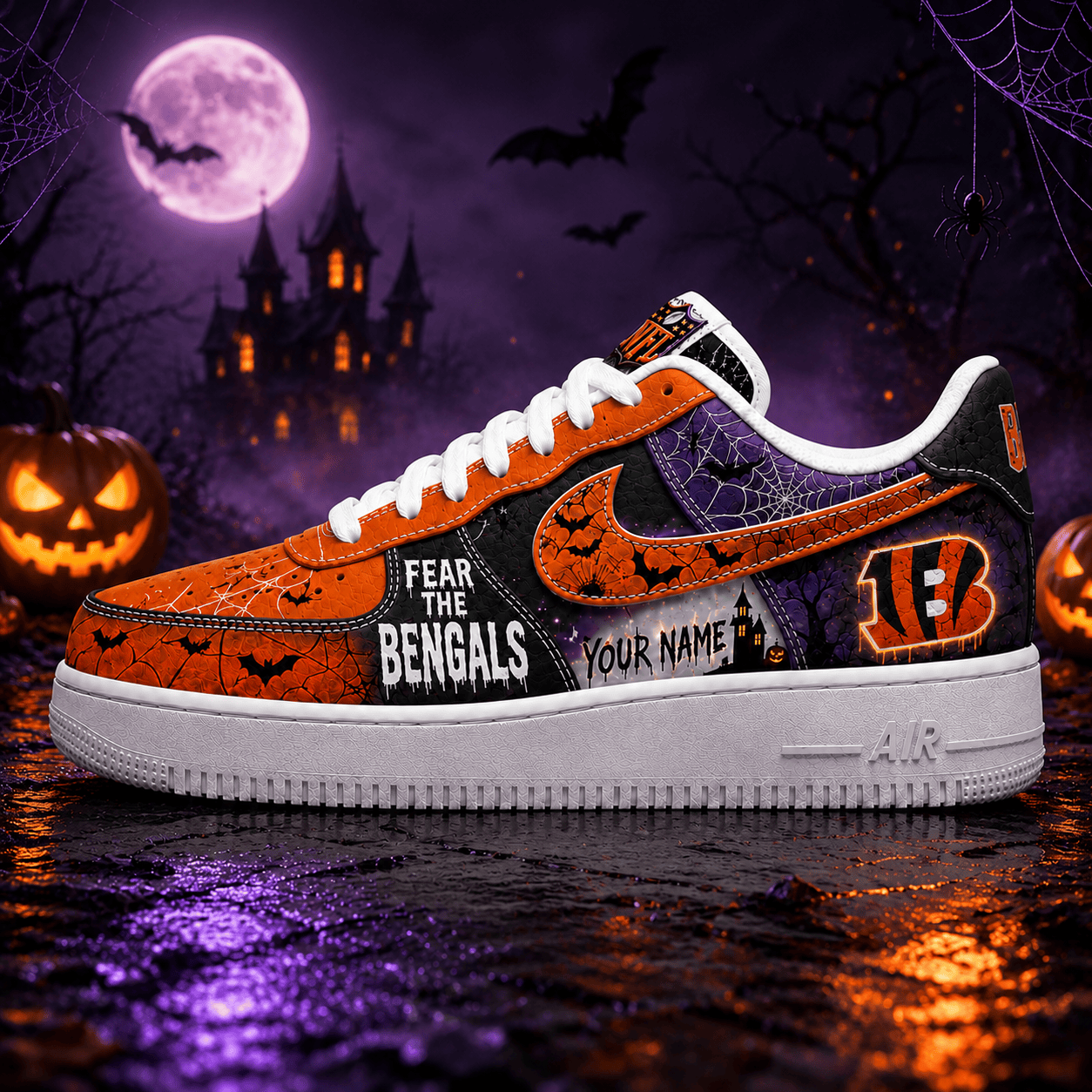 CIN x Premium NFL Fear The Team Halloween AF1 Sneakers