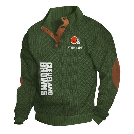 CLE NFL Basic Knitted Stand Collar Sweatshirt DDT CTND