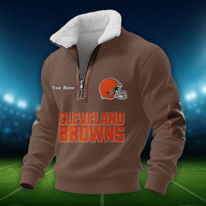 CLE NFL Men Fur Collar Sweatshirt DDT CTND