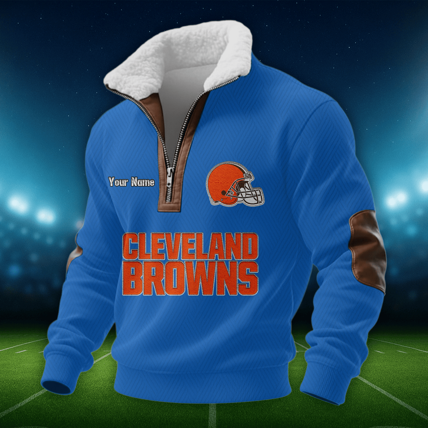 CLE NFL Men Fur Collar Sweatshirt DDT CTND