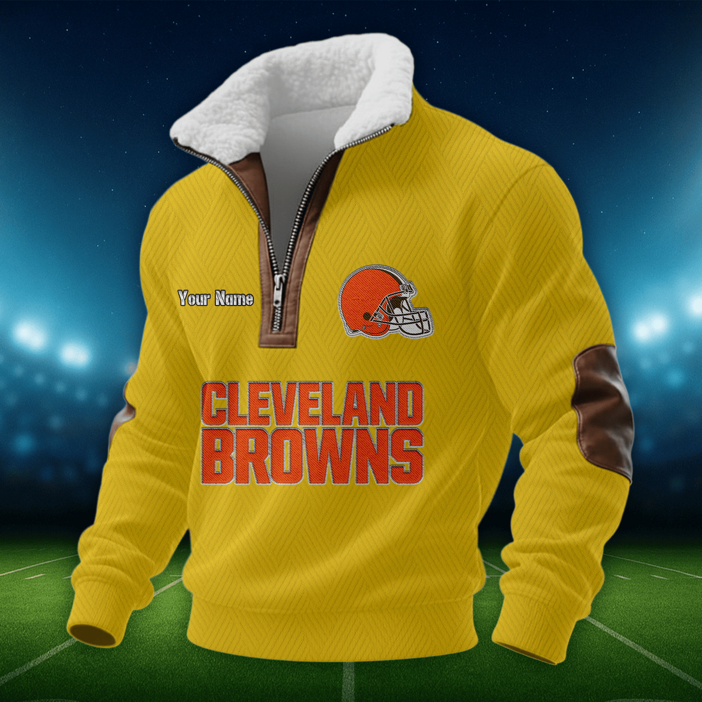 CLE NFL Men Fur Collar Sweatshirt DDT CTND