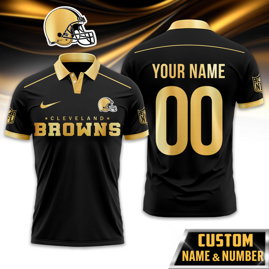 CLE Premium NFL Black And Gold Custom Polo DDT CTND