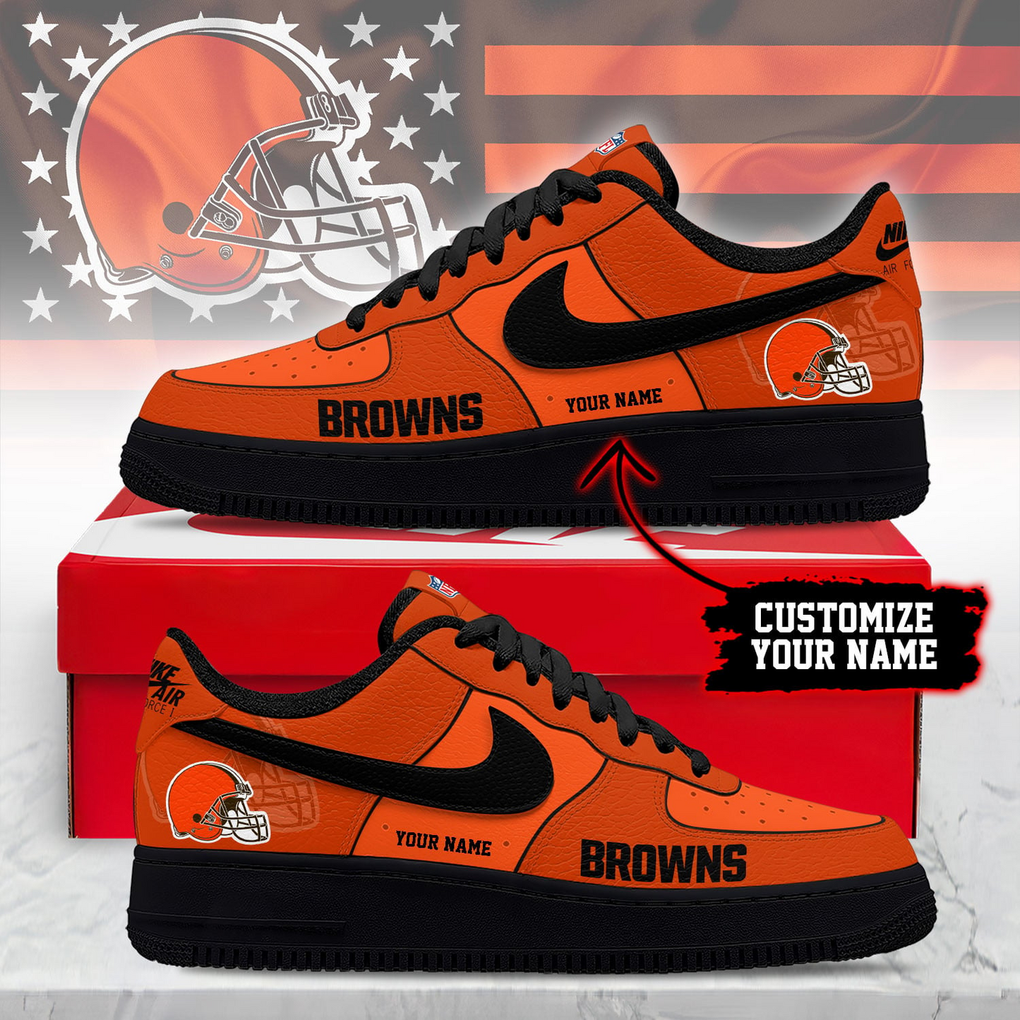 CLE Premium NFL Custom AF1 Shoes DDT CTND