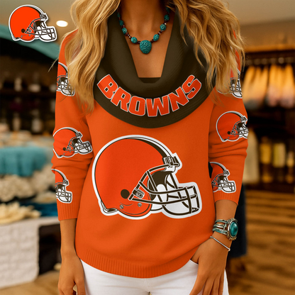 CLE Premium NFL Fan Cowl Neck Sweater 3D Shirt DDT NTL