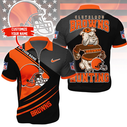CLE Premium NFL Game Day Polo With Zipper Shirt DDT NTL