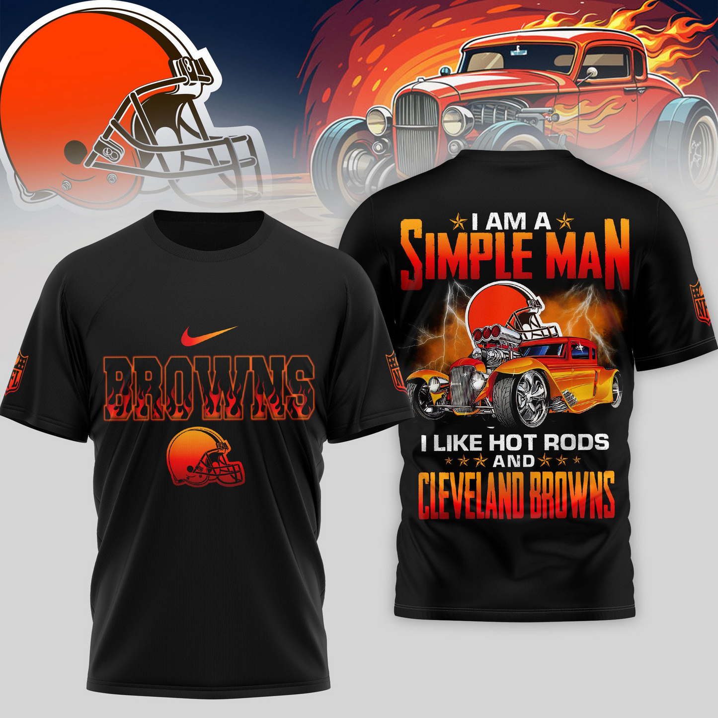 CLE Premium NFL Hot Rods 3D Shirt DDT HLPHUONG