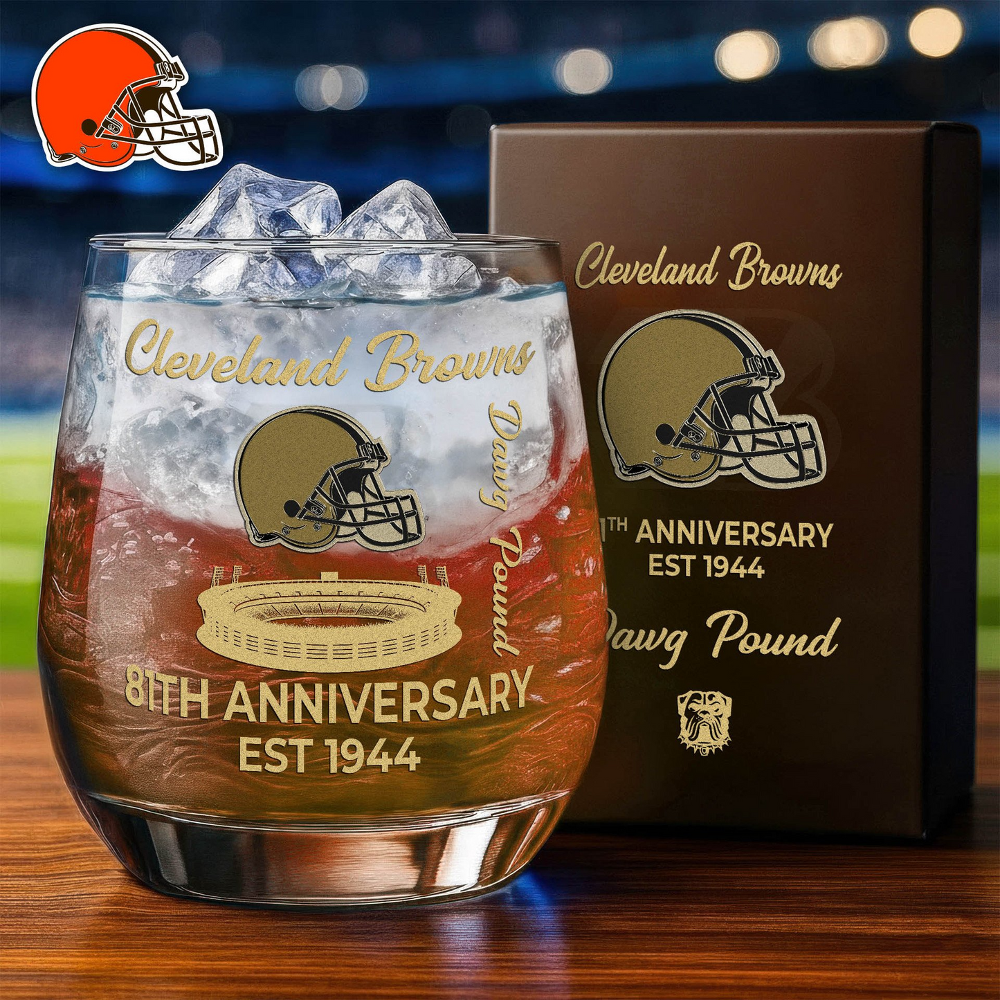 CLE Premium NFL Legacy Celebration Whiskey Glass DDT 111125 NTL