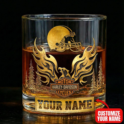 CLE Premium NFL Motorcycle Personalized Whiskey Glass DDT NTL