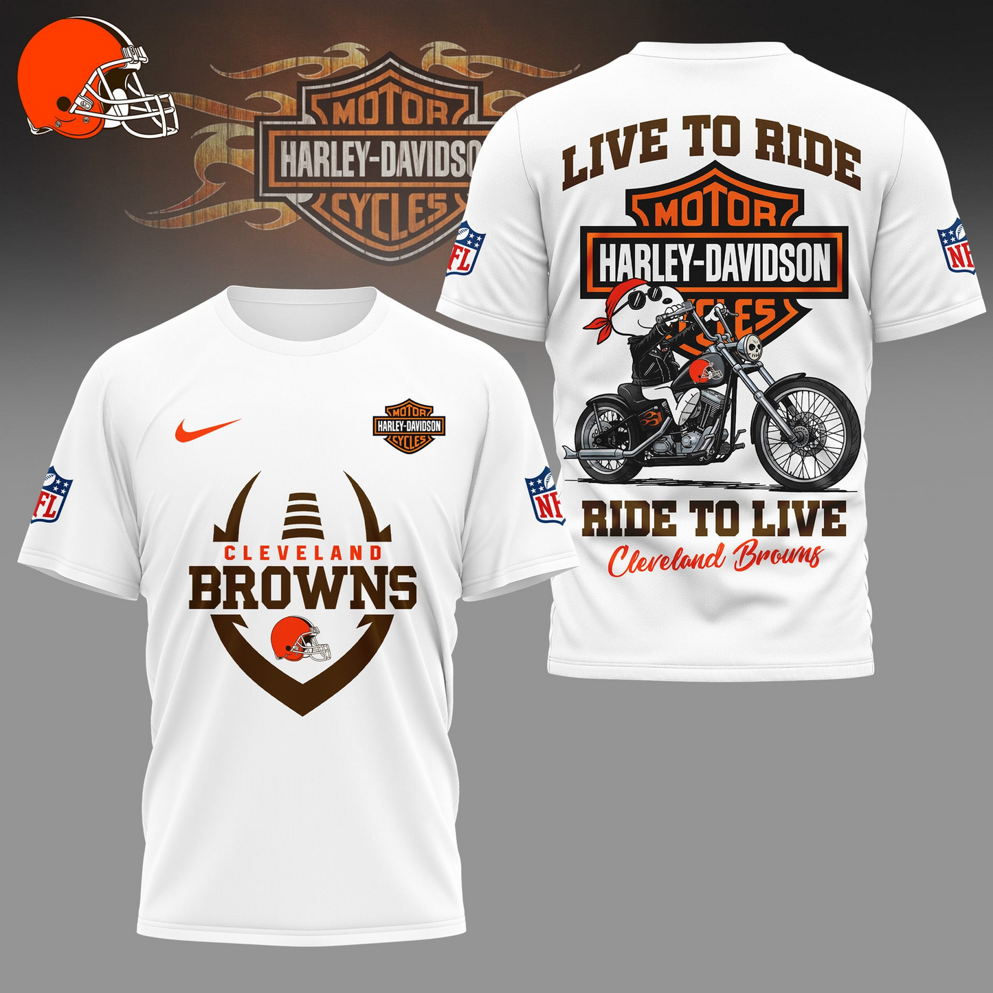 CLE Premium NFL Snoopy Motorcycle 3D Shirt DDT CTND