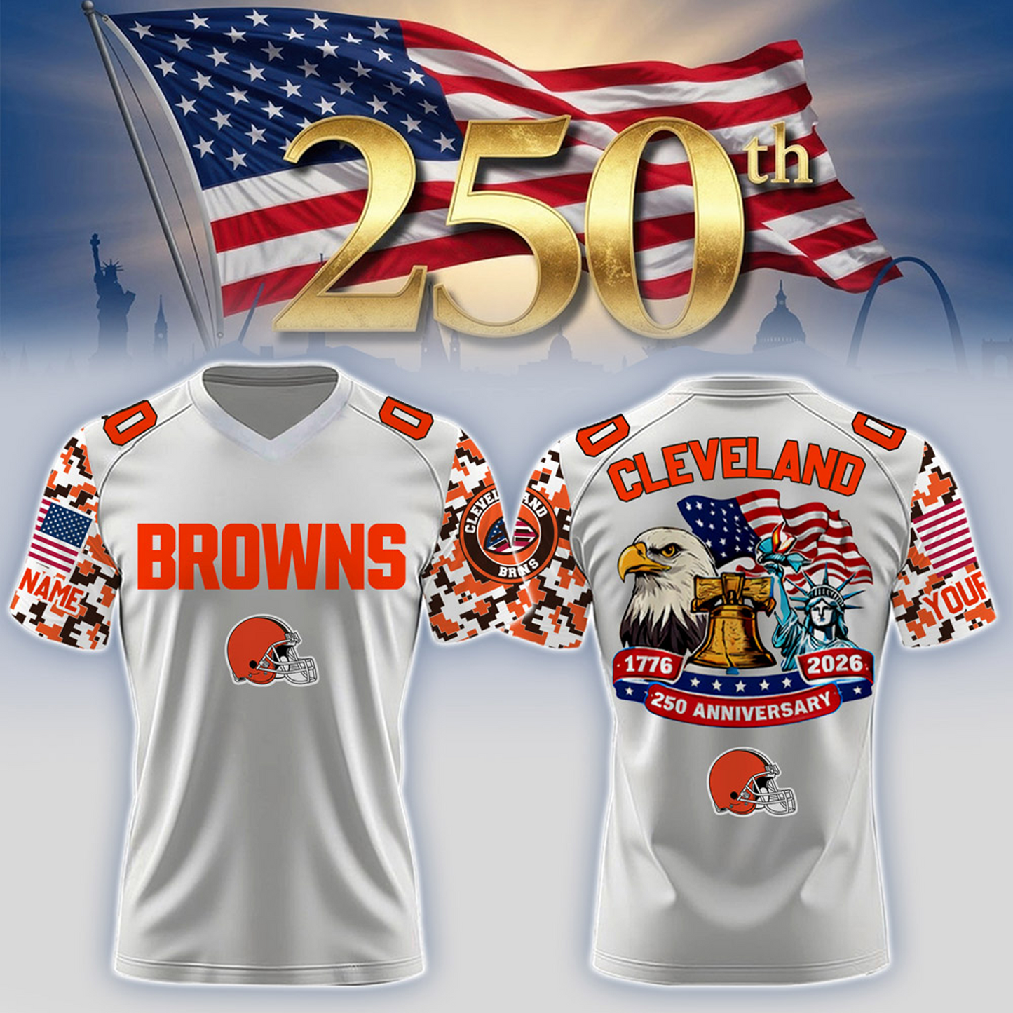 CLE x 250th Years USA Anniversary-V-neck Short Sleeve Jersey DATND TANTD