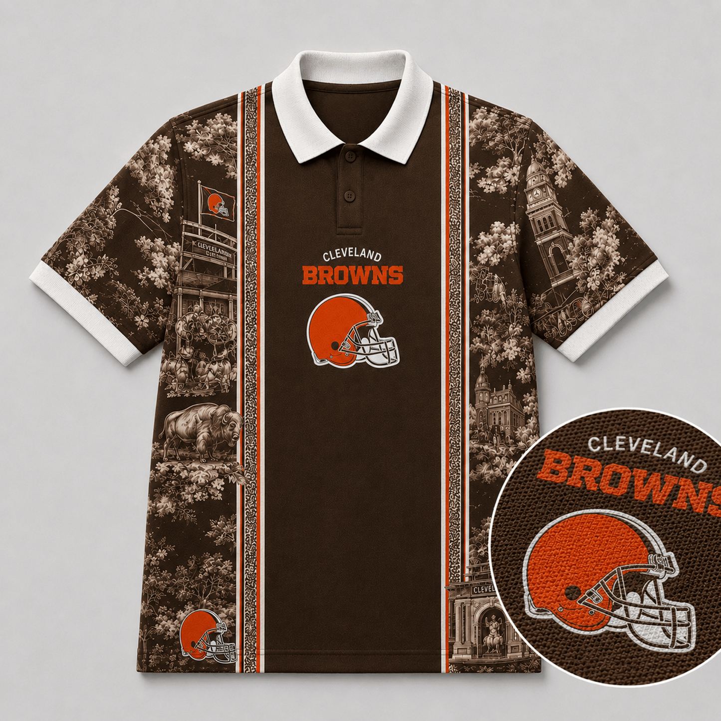 CLE x NFL Heritage Cityscape Polo Shirt for Loyal Fans